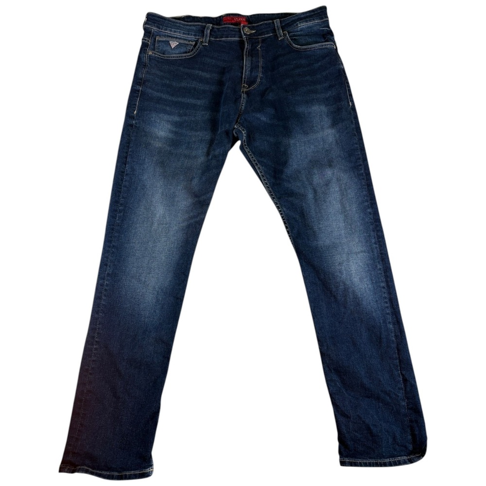 Guess Los Angeles Athletic Fit Tapered Leg Jeans Men 37 Blue Denim Cotton Casual